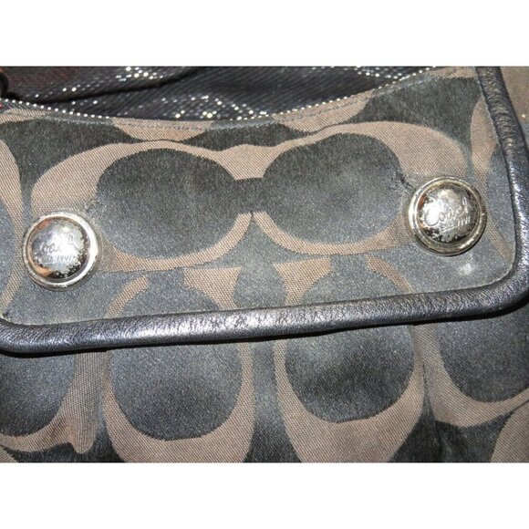Coach 2009 Black Signature C Poppy Groovy Sateen Sufflette Jacquard Satchel Bag - Picture 6 of 11